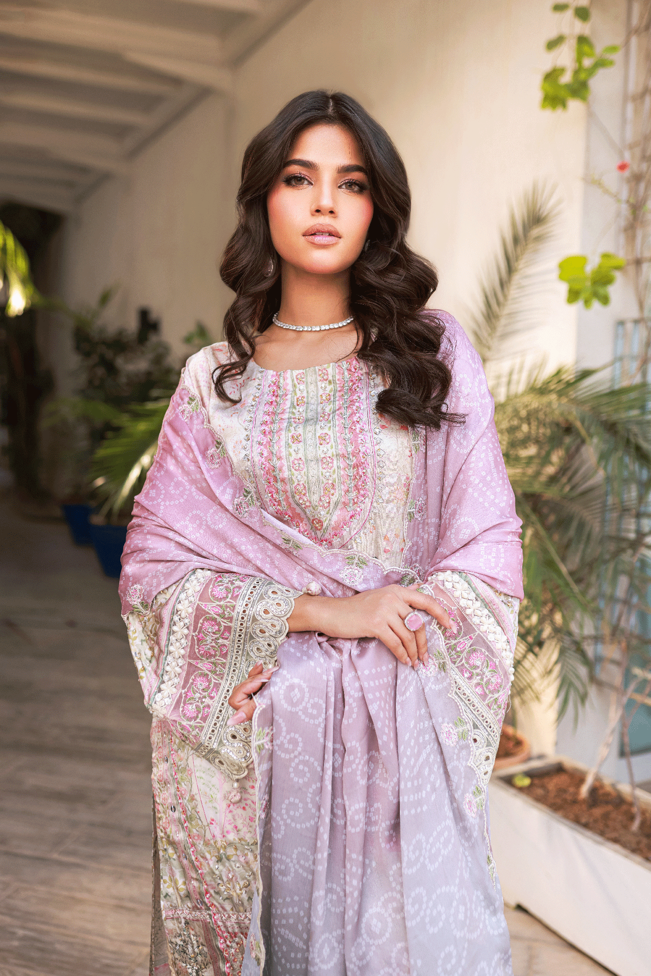 Silk Tunic - 2PCS HAND EMBELLISHED  SHIRT WITH TROUSER-SS24DA-2666 LIGHT GREEN