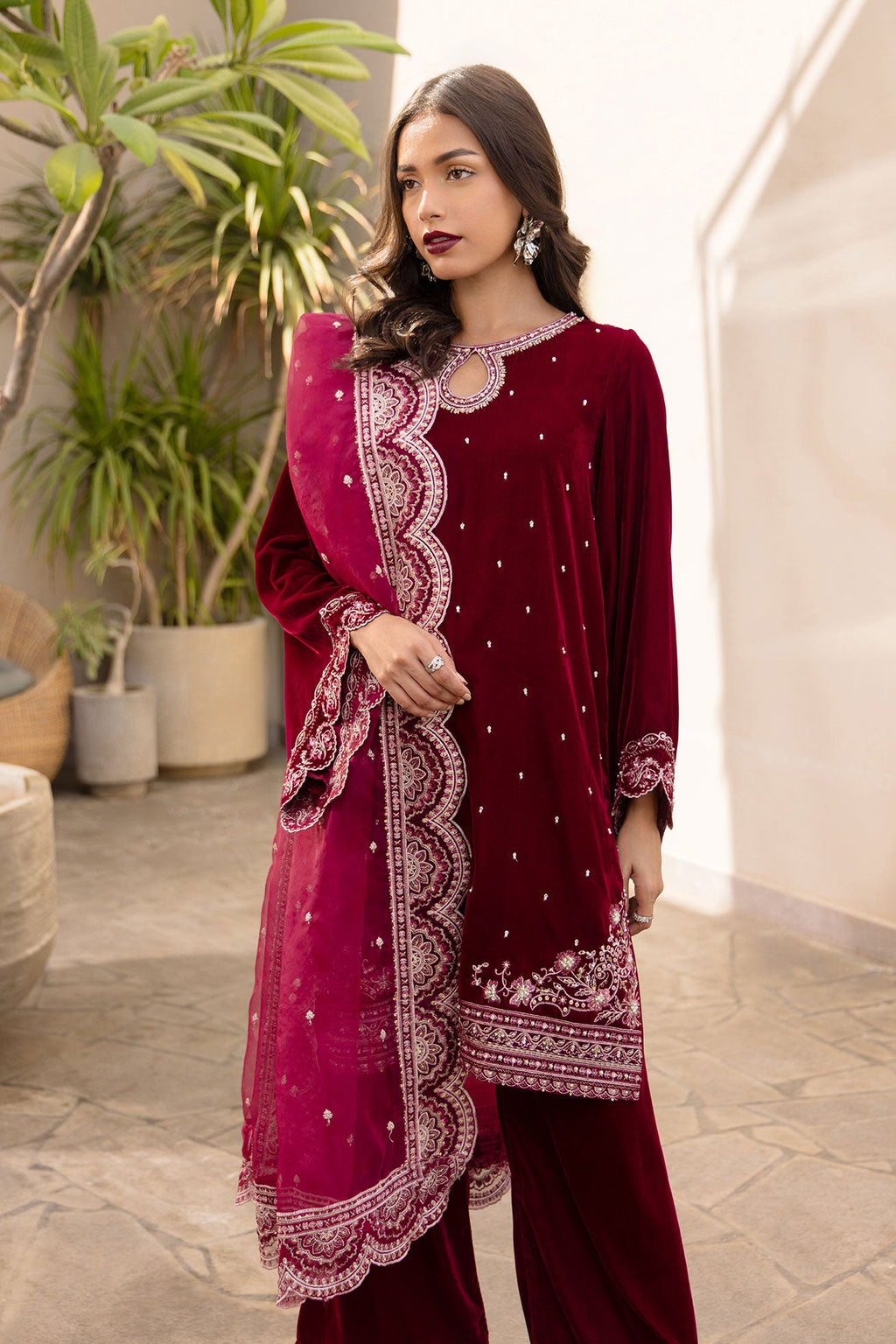 FW24DD-2610  MAROON DUPATTA