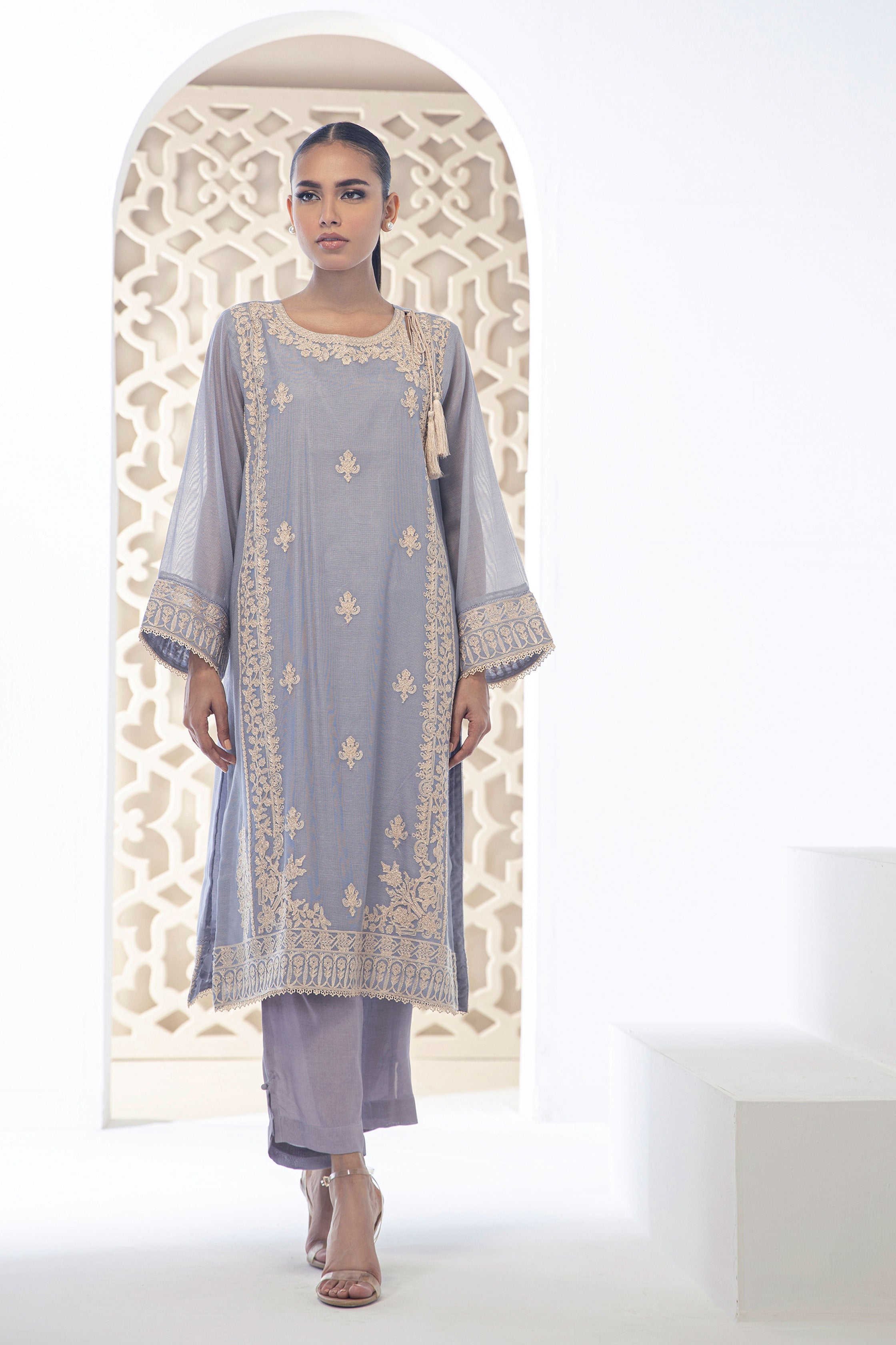 DA-1744 LIGHT PURPLE EMBROIDERED KURTA