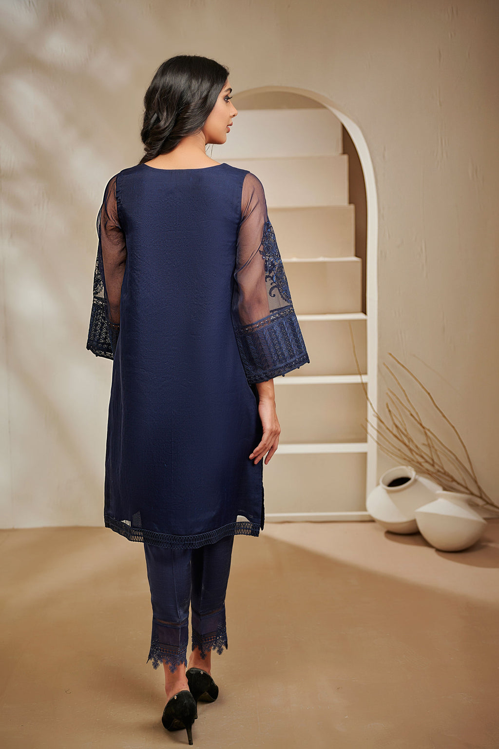 DA-1448 N-BLUE EMBROIDERED KURTA