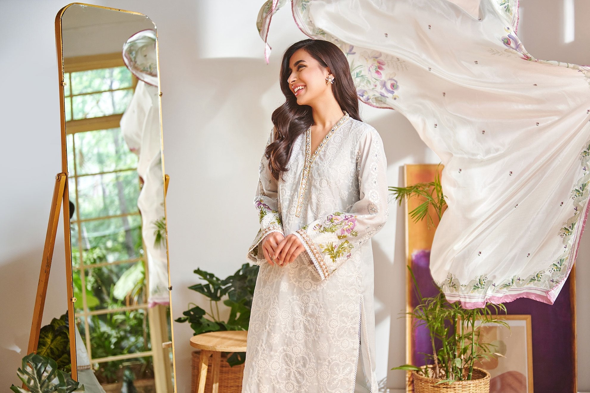 DC-2002 L-GREY 2PCS EMBROIDERED KURTA WITH DUPATTA