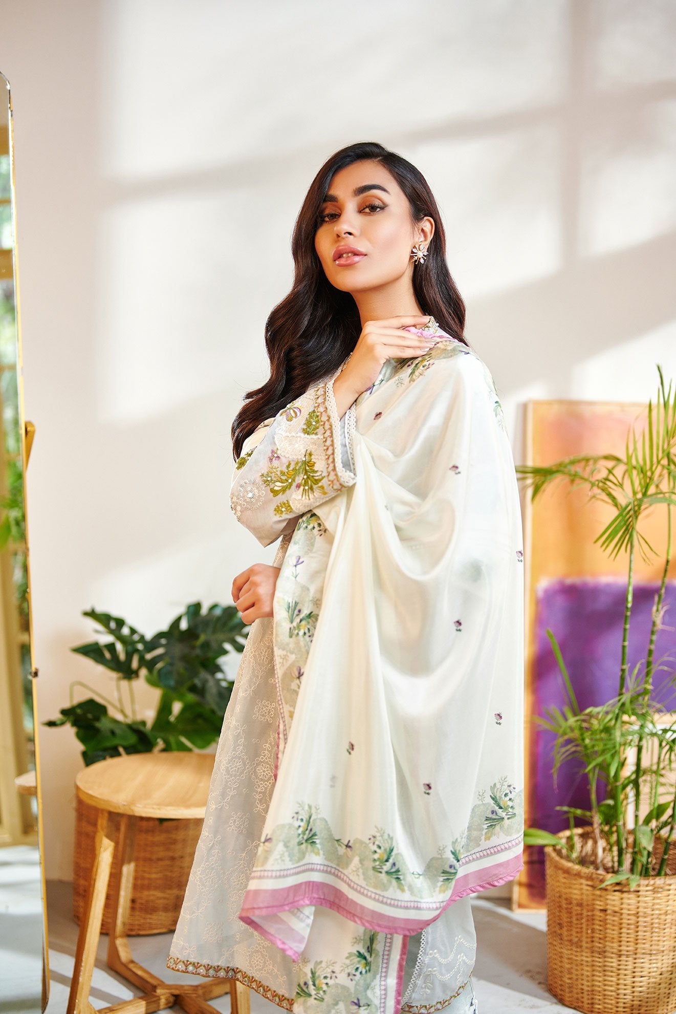 DC-2002 L-GREY 2PCS EMBROIDERED KURTA WITH DUPATTA