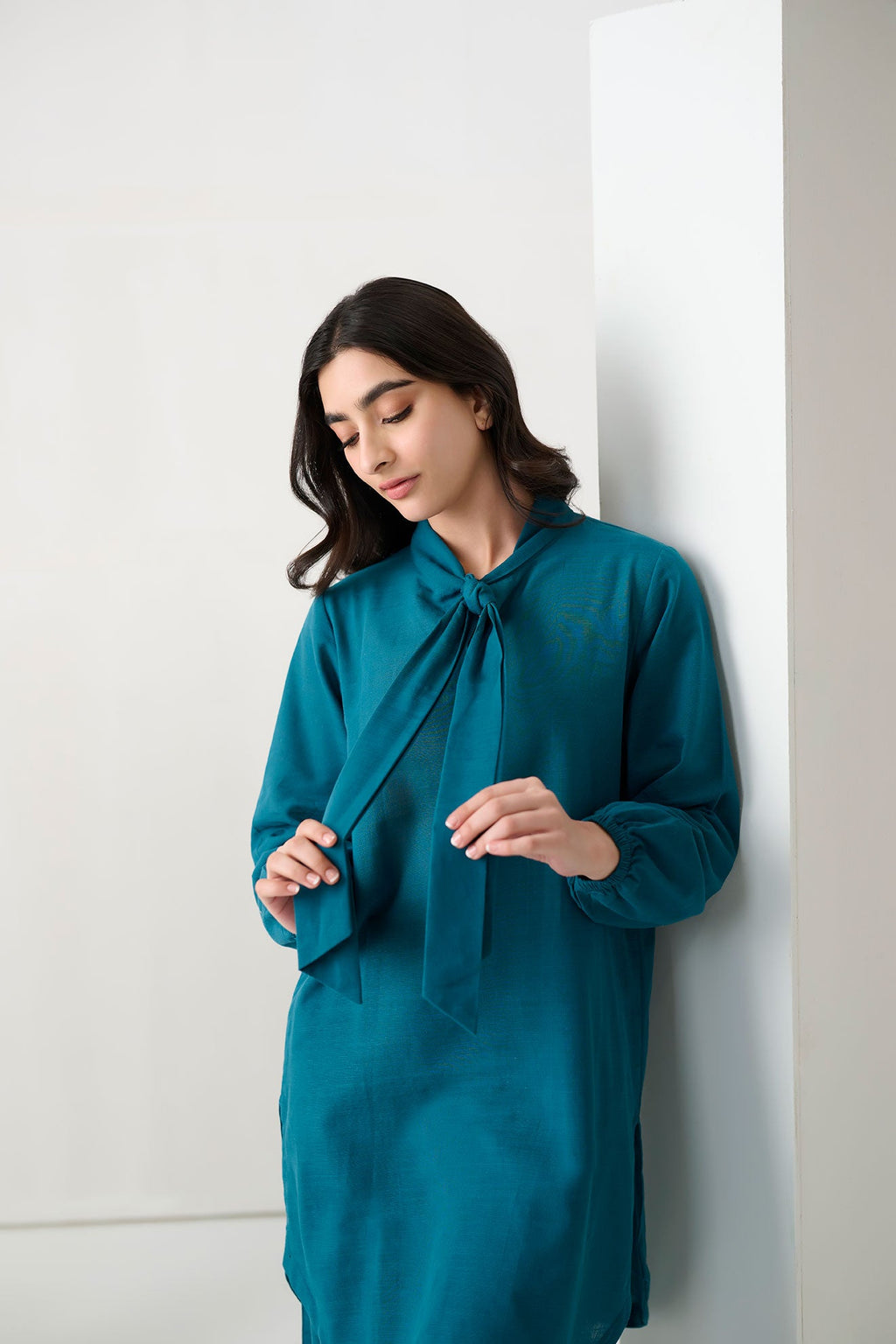 DC-2265 TURQUOISE BLUE 2PCS  EMBROIDERED KURTA WITH TROUSER