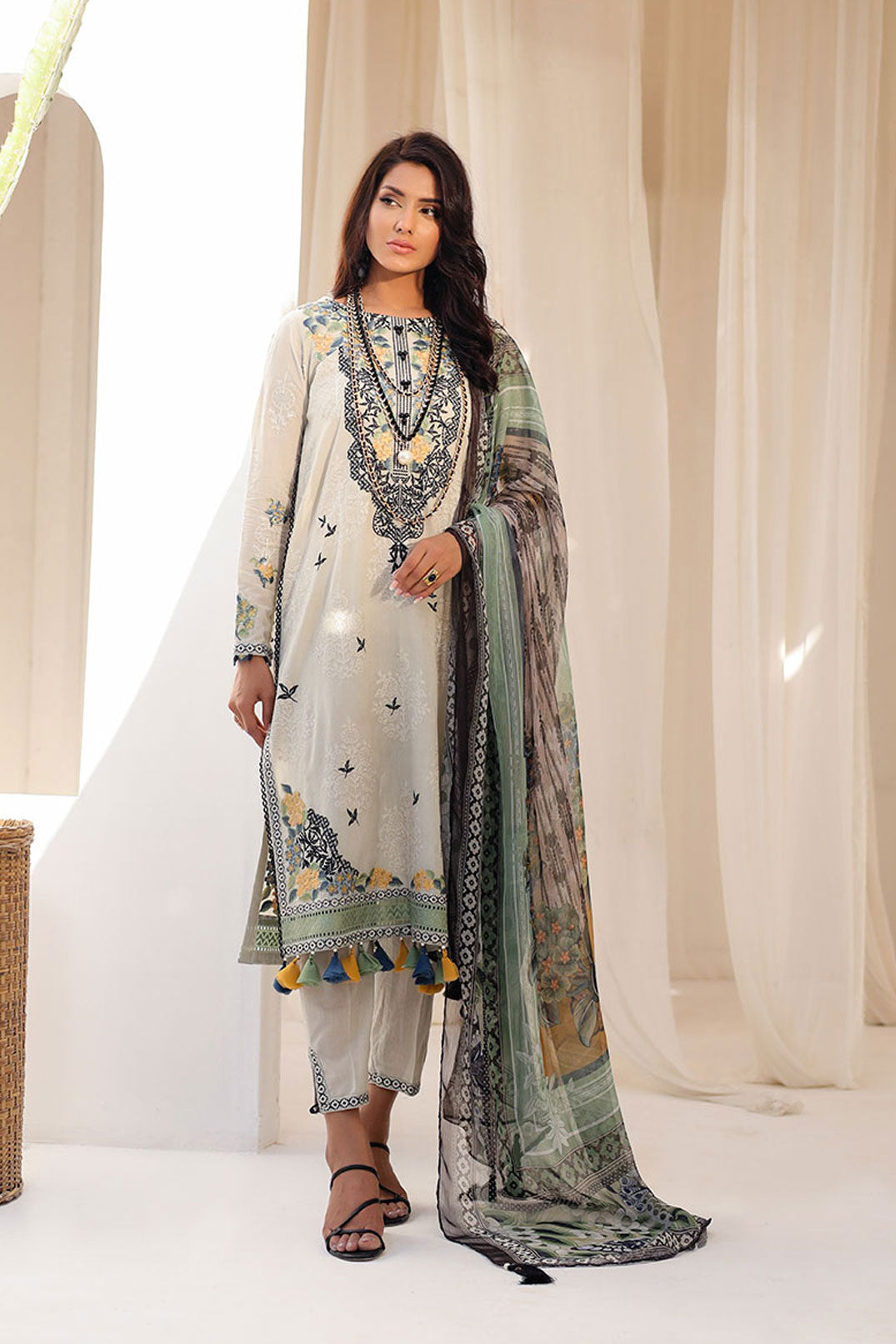 DU-3122 L-GREY LAWN  3PCS