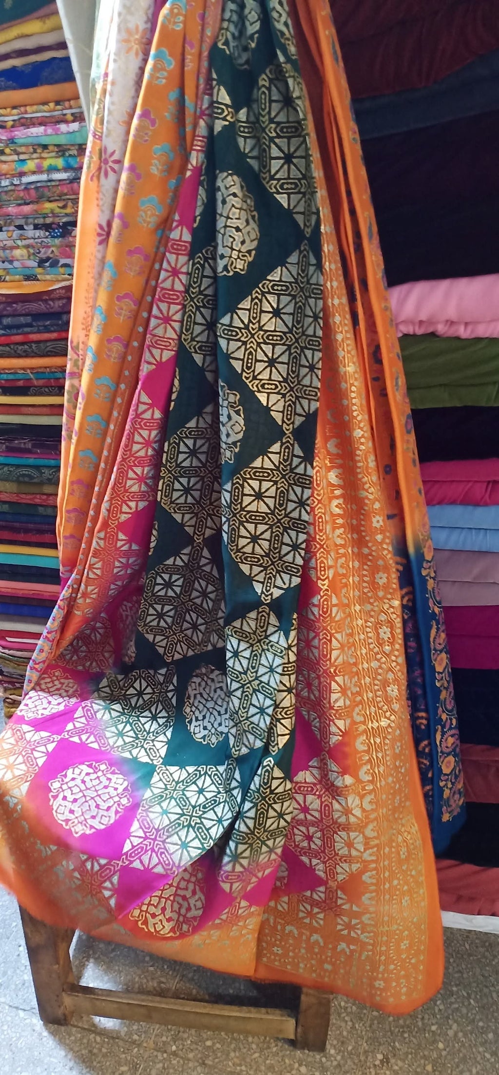 Medium silk block print dupata