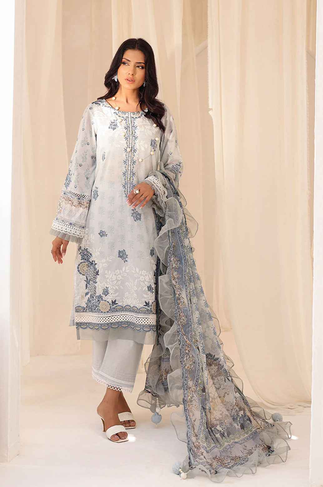 DU-3125 SKY BLUE LAWN  3PCS